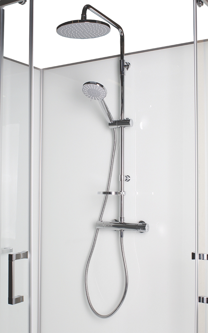 Cabine de douche Kara avantage carrée - Pivotante - Fond blanc Leda