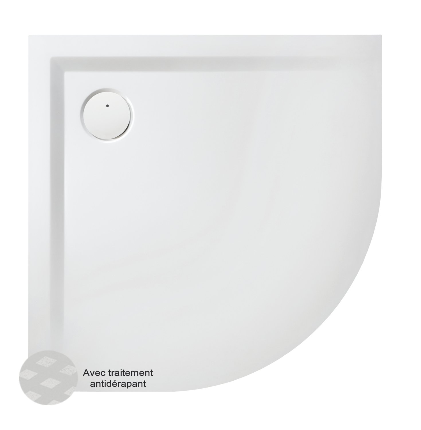 Receveur Space Minéral extra-plat 1/4 rond antidérapant à poser ou à encastrer L12SM3Q1090AD Leda