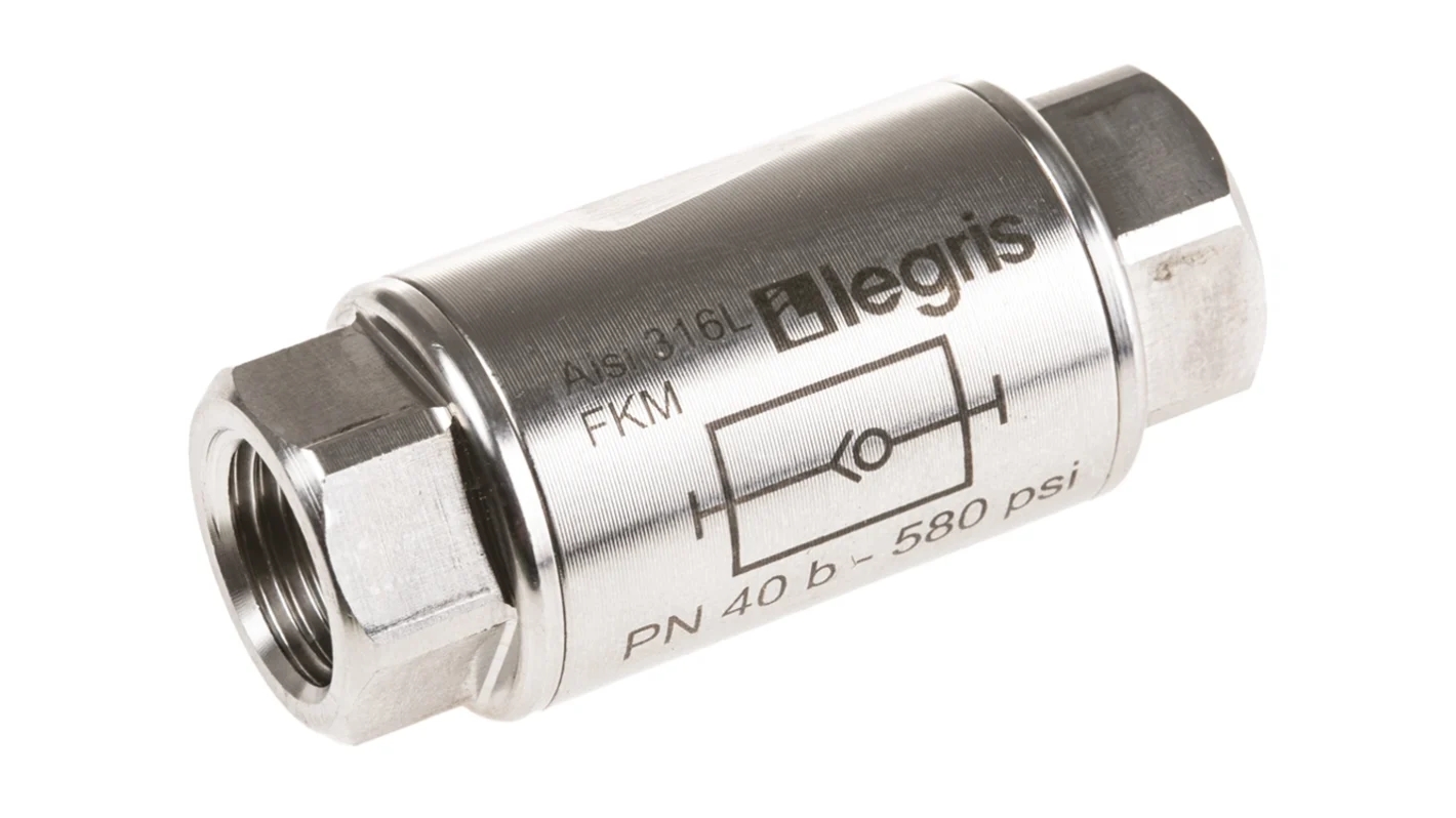 Clapet anti retour en ligne femelle BSPP joint FPM corps inox 316L série 4890