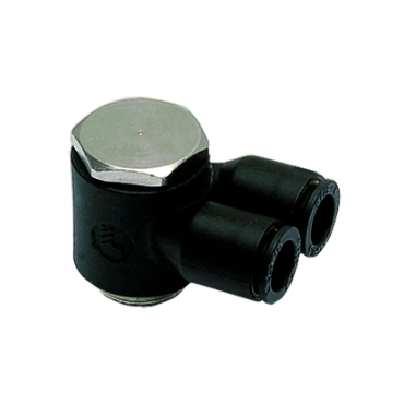 Banjo double en Y 90° pour tube x mâle BSPP métrique polymère laiton nickelé série 3149 Parker Legris