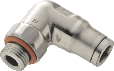 Coude 90° compacte piquage mâle BSPP pour tube encliquetable inox 316L série 3879 Parker Legris