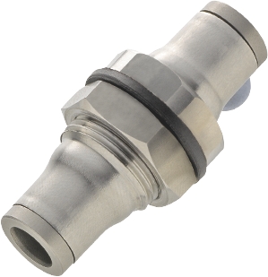 Union traversée de cloison égale encliquetable inox 316L série 3816 Parker Legris