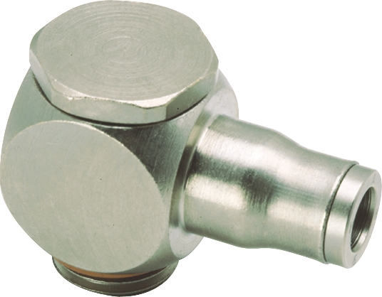 Banjo simple 90° encliquetable pr tube x mâle BSPP métrique laiton nickelé FDA série 3618 Parker Legris