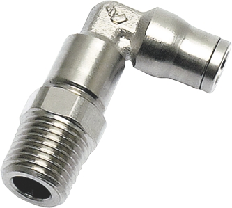 Coude 90° prolongé piquage mâle BSPT pour tube encliquetable laiton nickelé FDA série 3129 Parker Legris