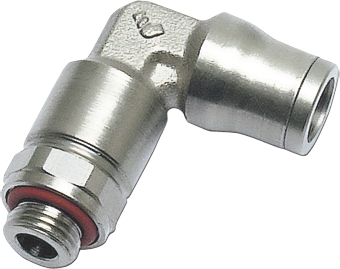 Coude 90° prolongé piquage BSPP métrique tube encliquetable laiton nickelé FDA série 3129 Parker Legris