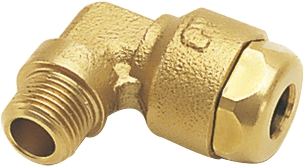 Coude 90° fixe piquage mâle BSPT métrique pour tube encliquetable laiton série 6179 Parker Legris
