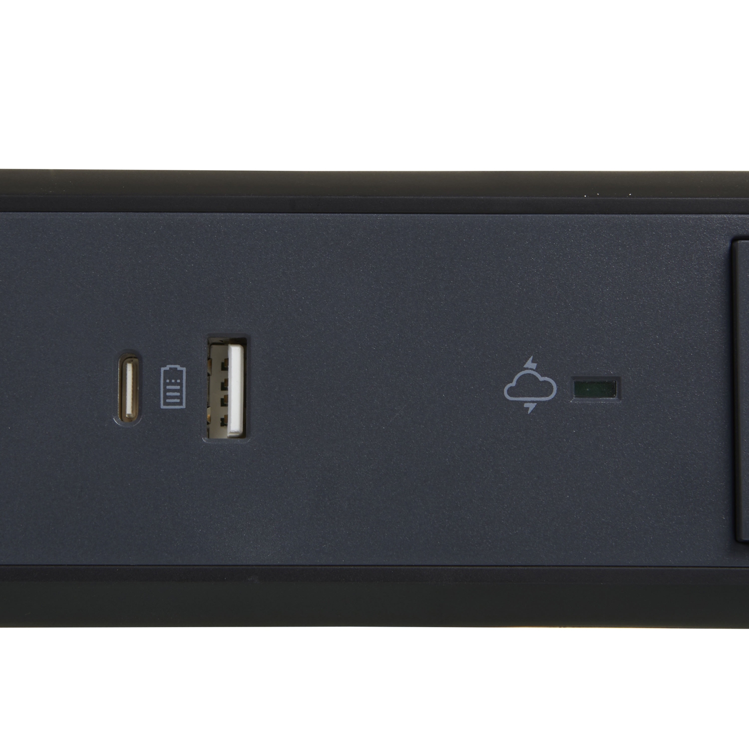 Rallonge 5x2P+T Surface - interrupteur, cordon 1,5m, parafoudre et USB A+C- noir/gris Legrand