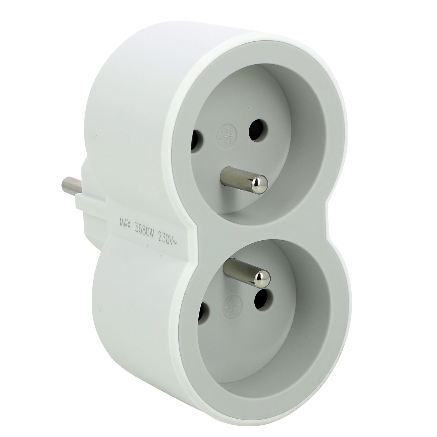 Rallonge multiprise extra-plate équipée de 3 prises 2P+T 16A 3680W avec  cordon longueur 1,5m - blanc et gris clair, 049470, 3414971943629