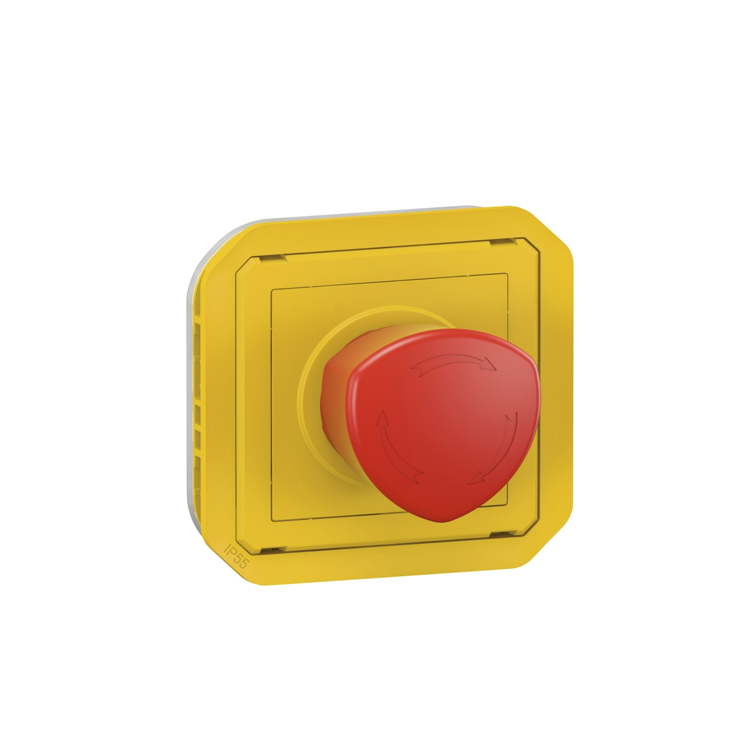 Coup de poing d'urgence poussoir - Plexo composable - jaune/rouge Legrand
