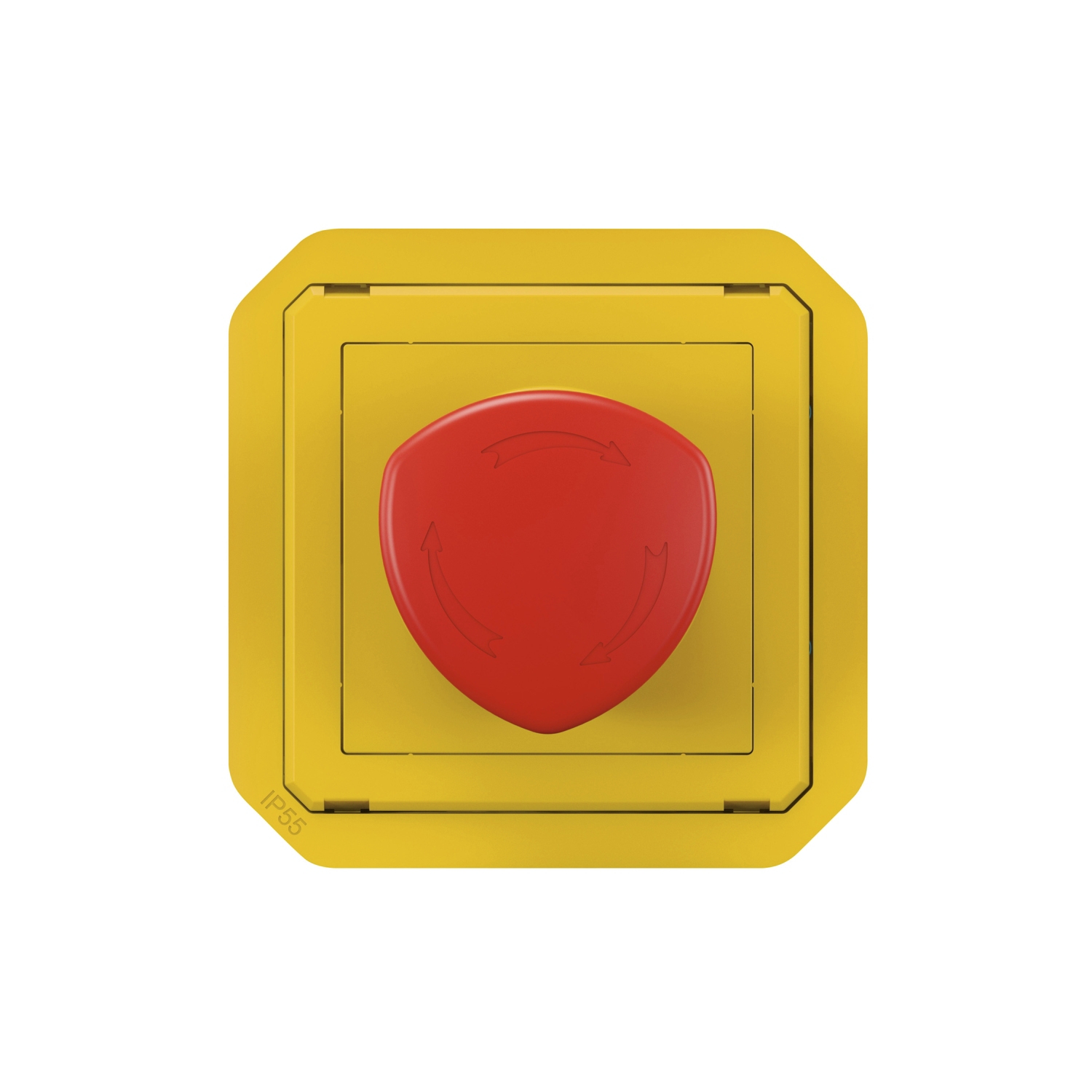 Coup de poing d'urgence poussoir - Plexo composable - jaune/rouge Legrand