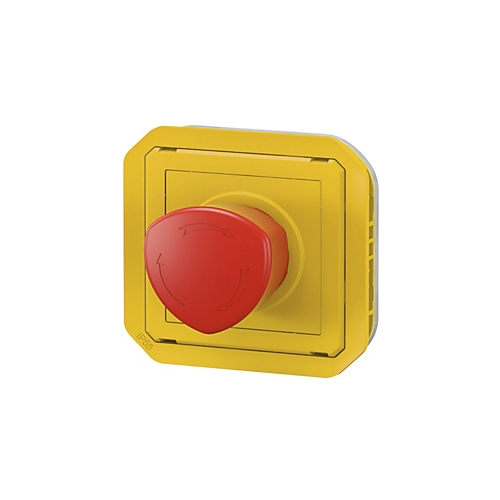 Coup de poing d'urgence poussoir - Plexo composable - jaune/rouge Legrand
