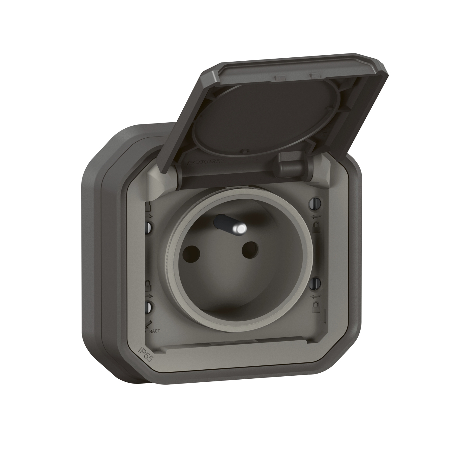 Prise de courant 2P+T encastré - Plexo complet - anthracite Legrand