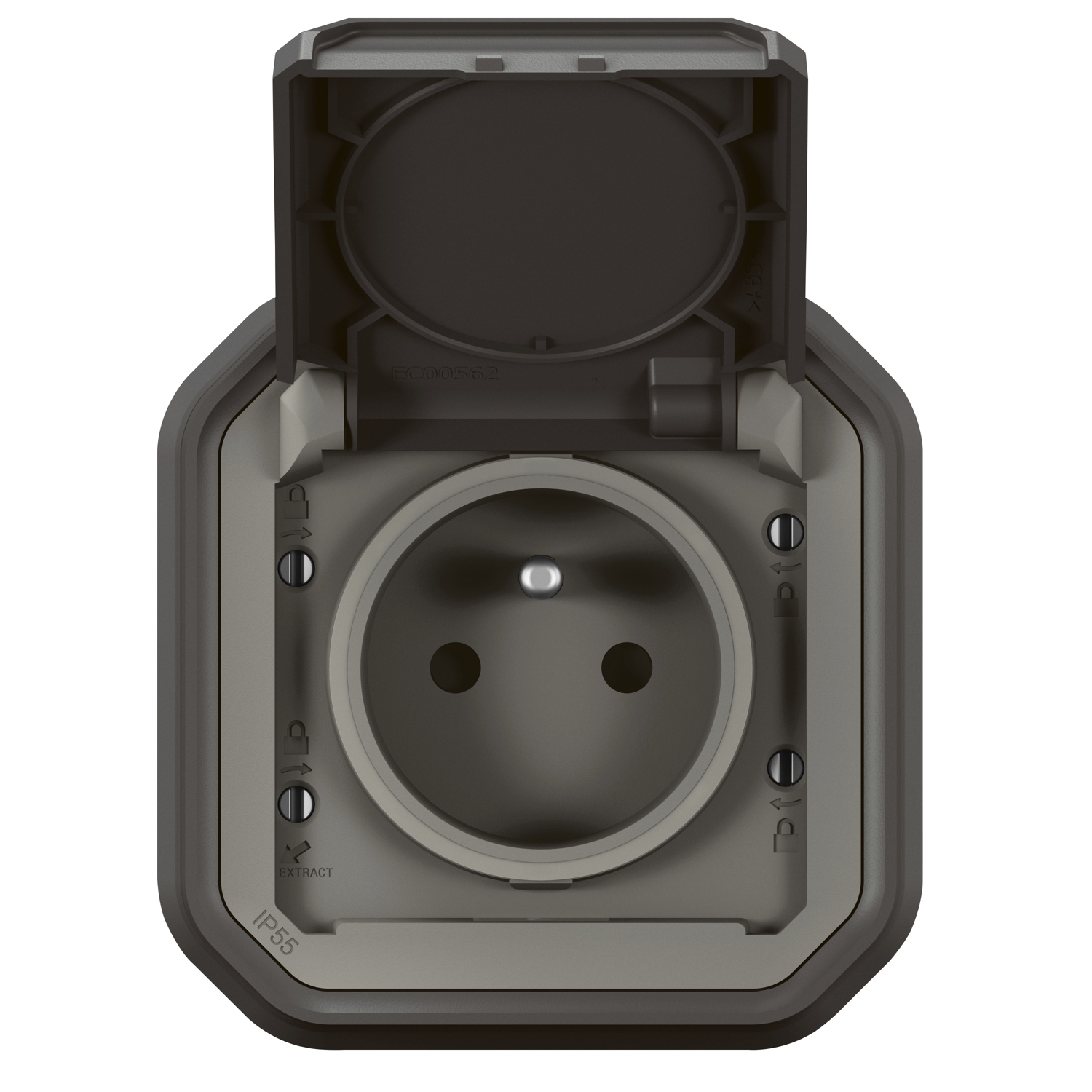 Prise de courant 2P+T encastré - Plexo complet - anthracite Legrand