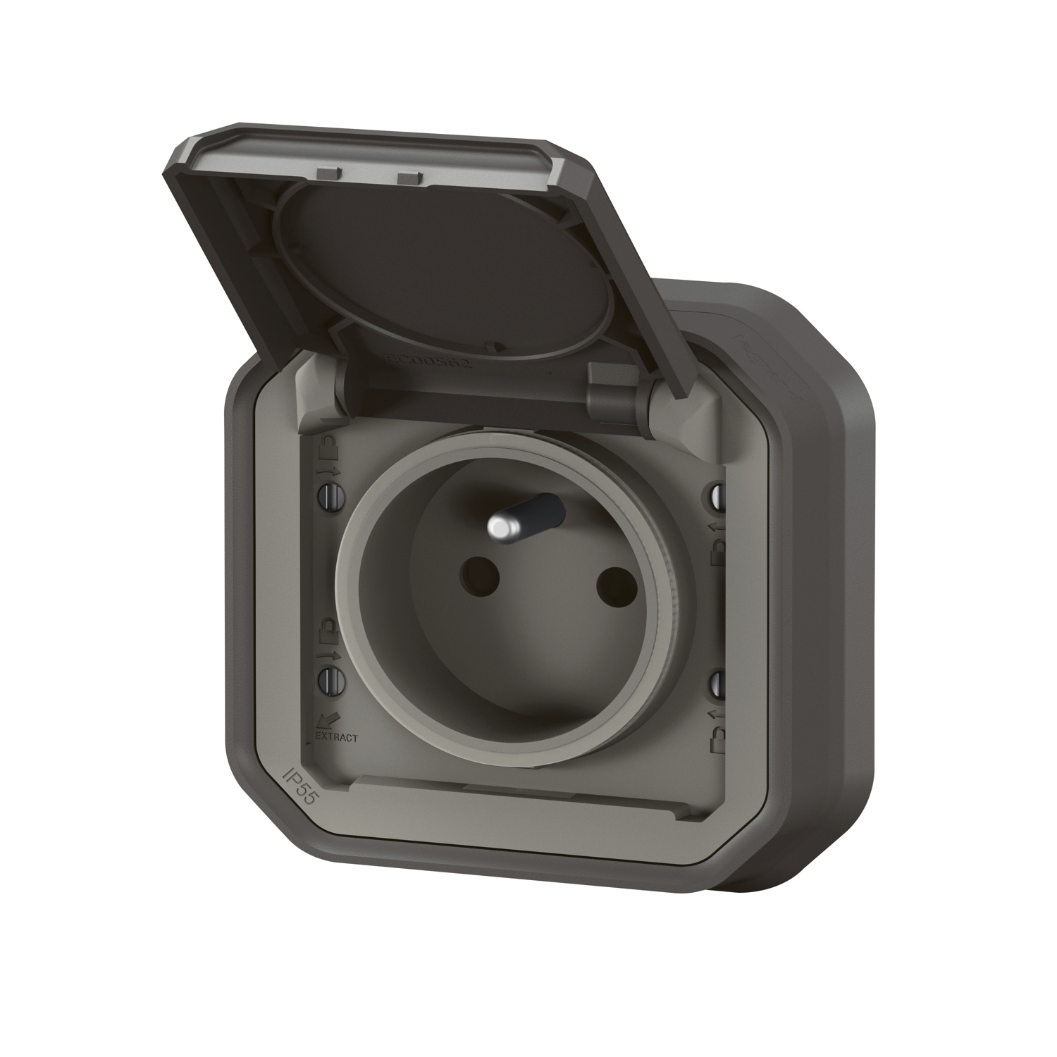 Prise de courant 2P+T encastré - Plexo complet - anthracite Legrand