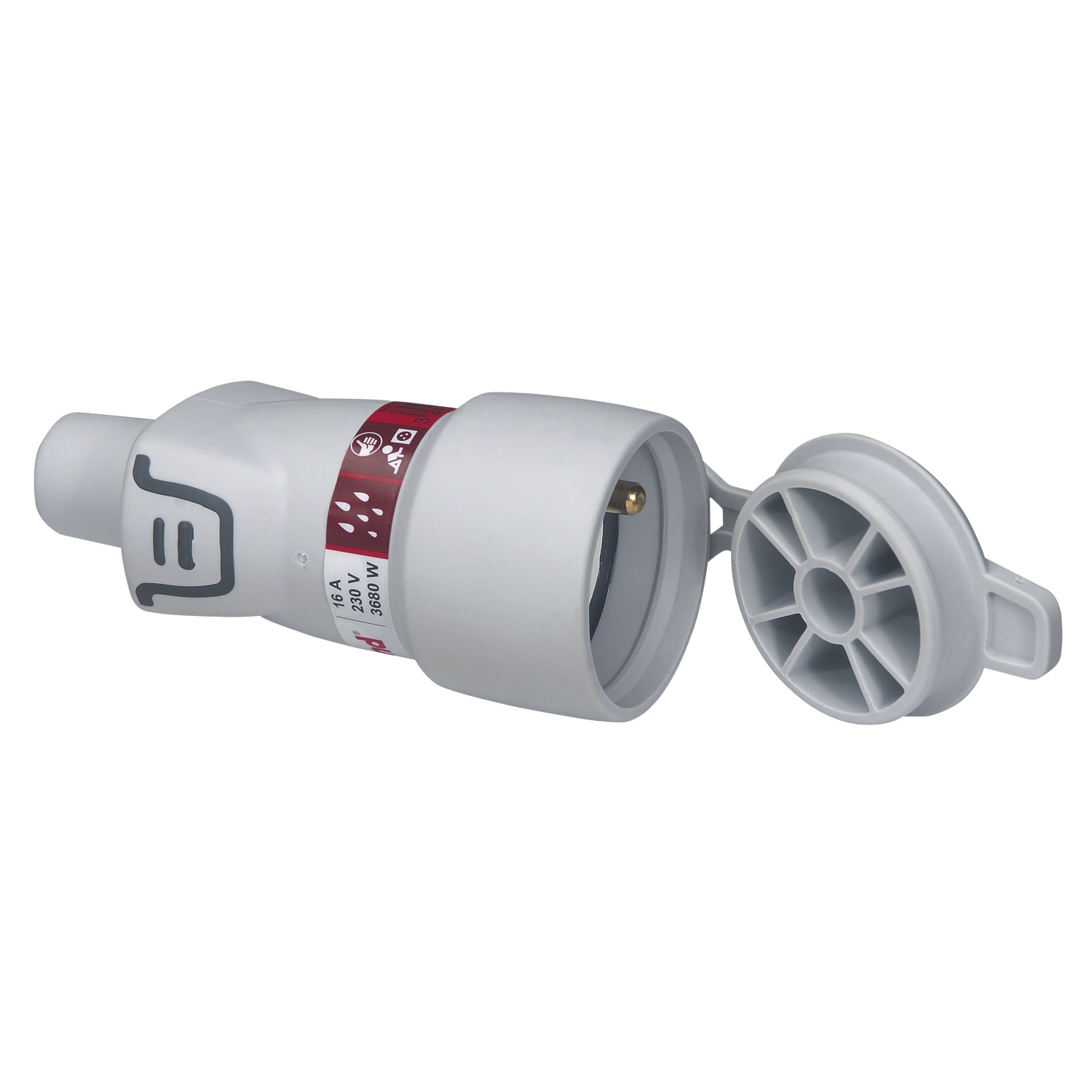 Plexo - Fiche femelle avec terre plastique avec volet de protection