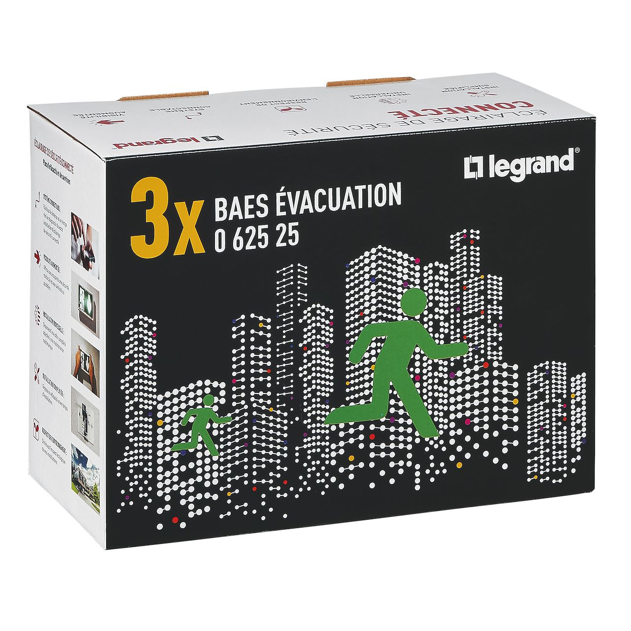 Pack 3 BAES d'évacuation saillie à LED 45 lm SATI connecté Legrand
