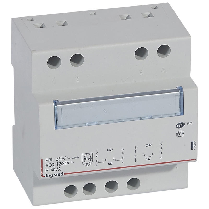 Transformateur de sécurité - 230 V / 12 ou 24 V - 40 VA Legrand