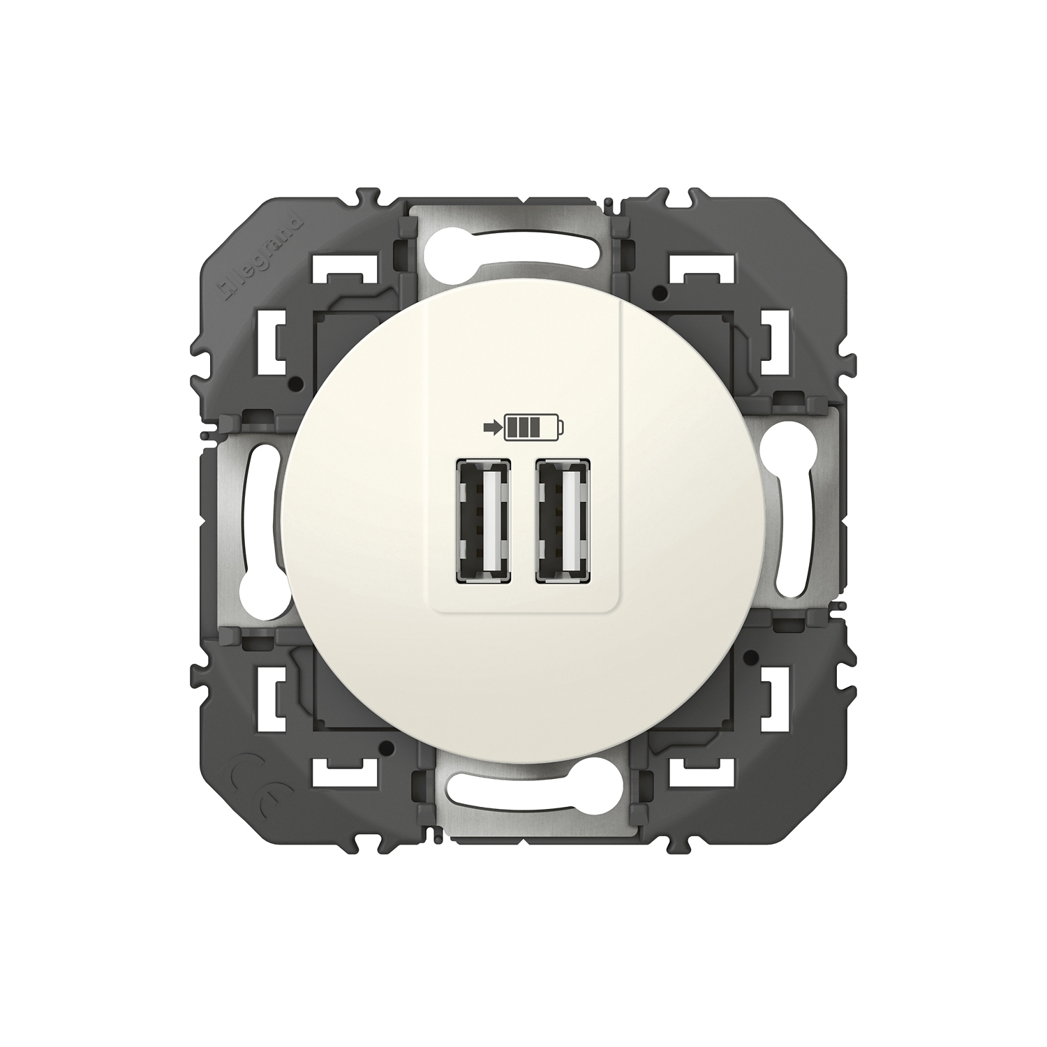 Double chargeur USB Type A 2,4A 230V-5V - Blanc - Dooxie Legrand