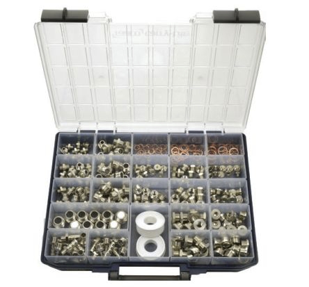 Valise d'adapteurs en laiton nickelé BSPT (conique) Parker Legris