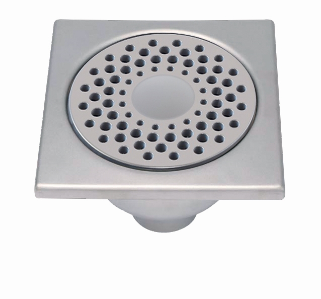 Siphon de douche vertical en acier inoxydable - 150 x 150 mm - DN 50/84 mm  - Profondeur d'encastrement - Siphon plat - 15 x 15 cm