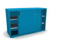 Armoire à portes coulissantes 4 tablettes - Longueur : 1500 mm - Bleu Lista