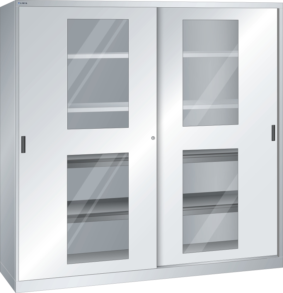 Armoire avec 2 portes à fenêtre transparente et une paroi de séparation 60.729.020 Lista