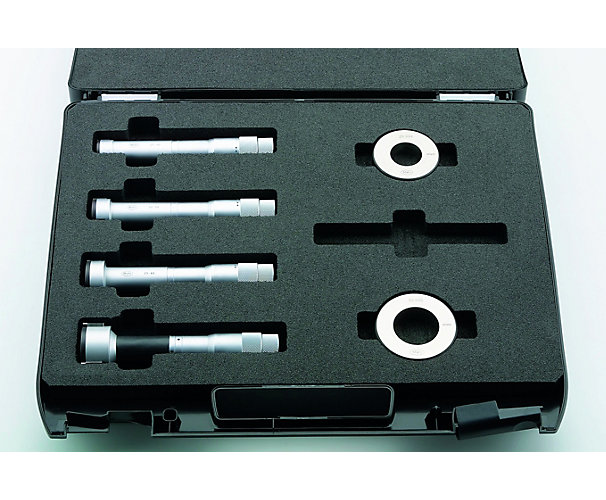 Micromètre mécanique d’intérieur 3 touches 44AS en jeu avec bagues étalons - Capacité 20 - 50 Mahr