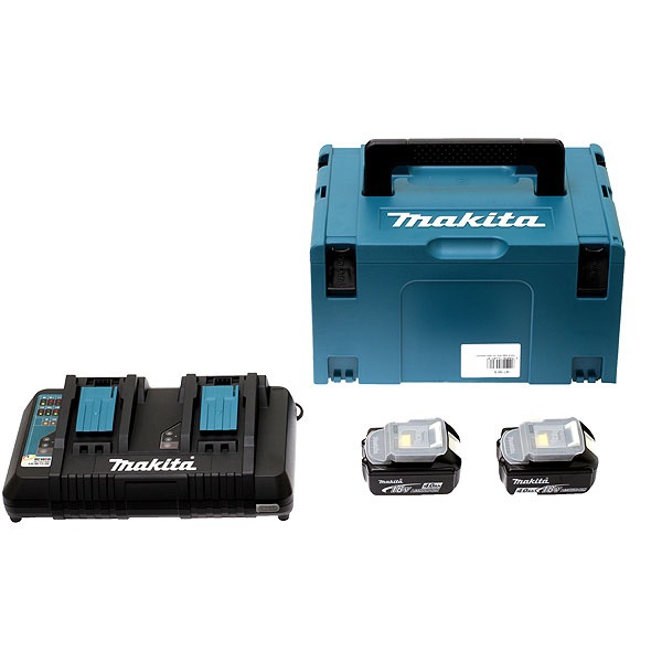 Pack Energie 2 Batteries 18V 5 Ah BL1850B + Chargeur Double Makita