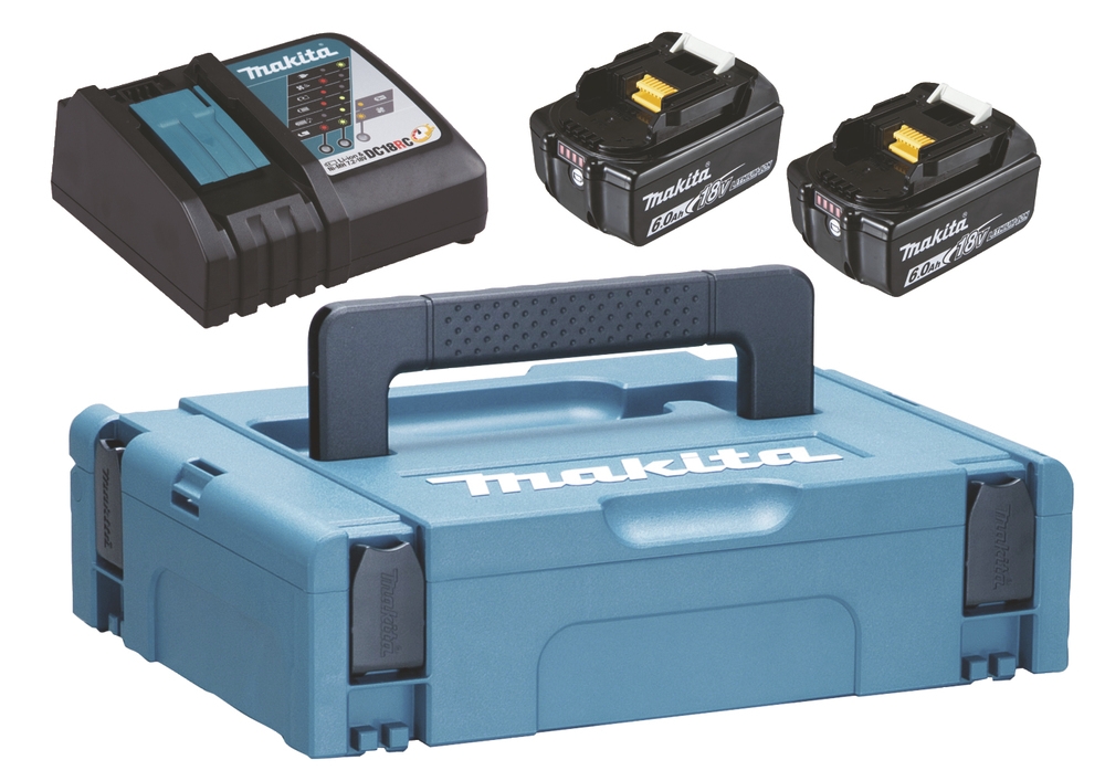 Pack Énergie 18V 6 Ah Li-Ion 2 batteries BL1860B + 1 chargeur + coffret  Makita