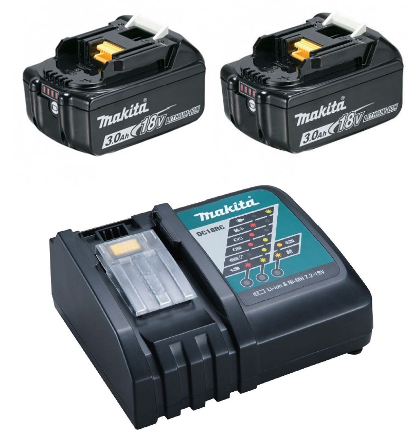 Pack énergie 18V 2 Batteries 2x 18V 3Ah + chargeur rapide 1955846-2 ET 197599-5 Makita