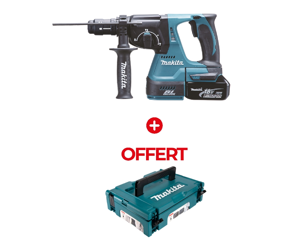 Lot perfo-burineur SDS-PLUS LXT + coffret Makpac 12 forets et 5 outils burinage SDS-PLUS