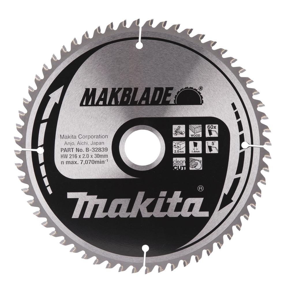 Lames circulaire Makblade pour scies radiales et à onglets D.216 mm Makita