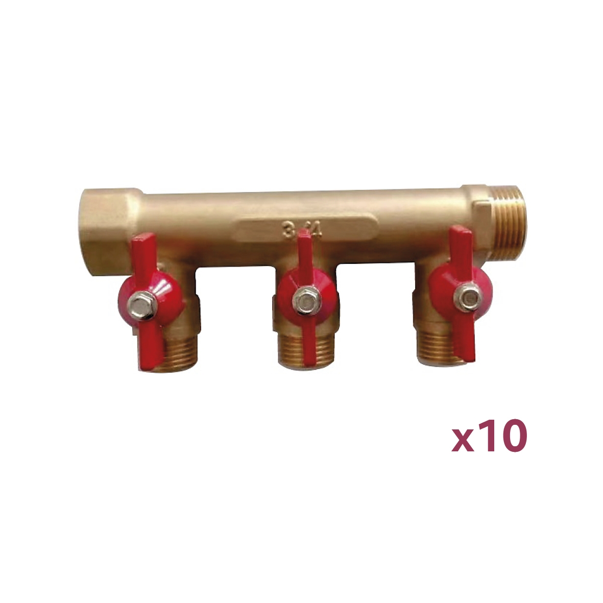  Lot de 10 collecteurs avec vannes MF Entrée 20 x 27 Départs 15 x 21 