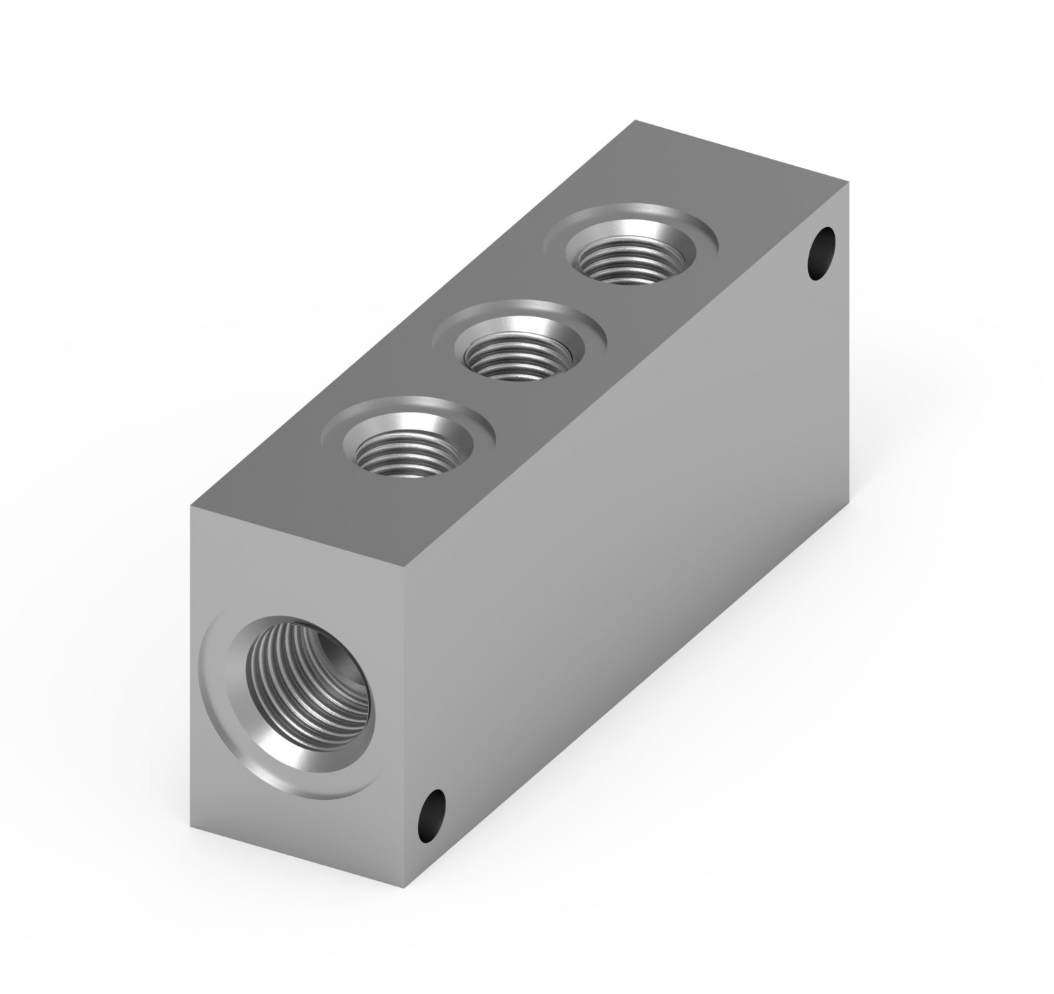 Nourrice double femelle cylindrique 3 sorties aluminium anodisé