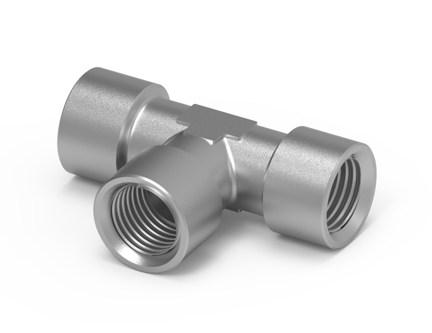 Té égal femelle cylindrique laiton nickelé