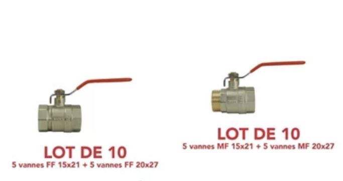  Lot de 10 vannes à boisseau sphérique FF poignée plate 