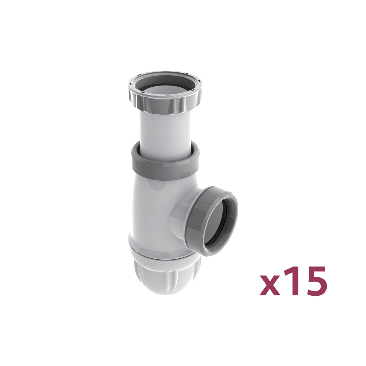 Lot de 15 siphons évier bi-matière joints intégrés Ø 40 MB Expert