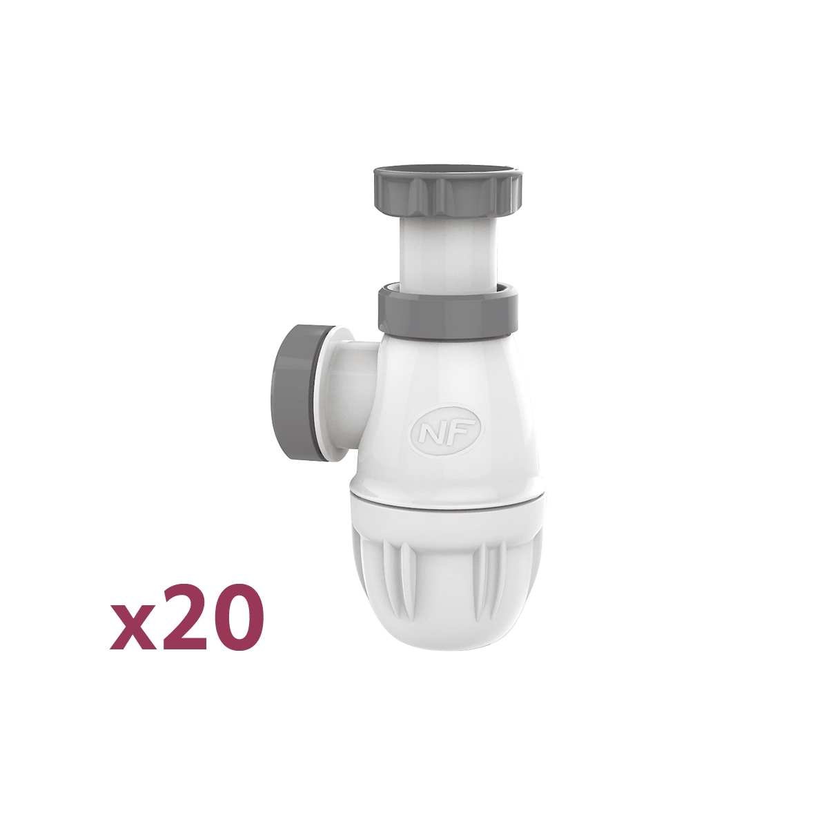  Lot de 20 siphons lavabo bi-matière joints intégrés Ø 32 