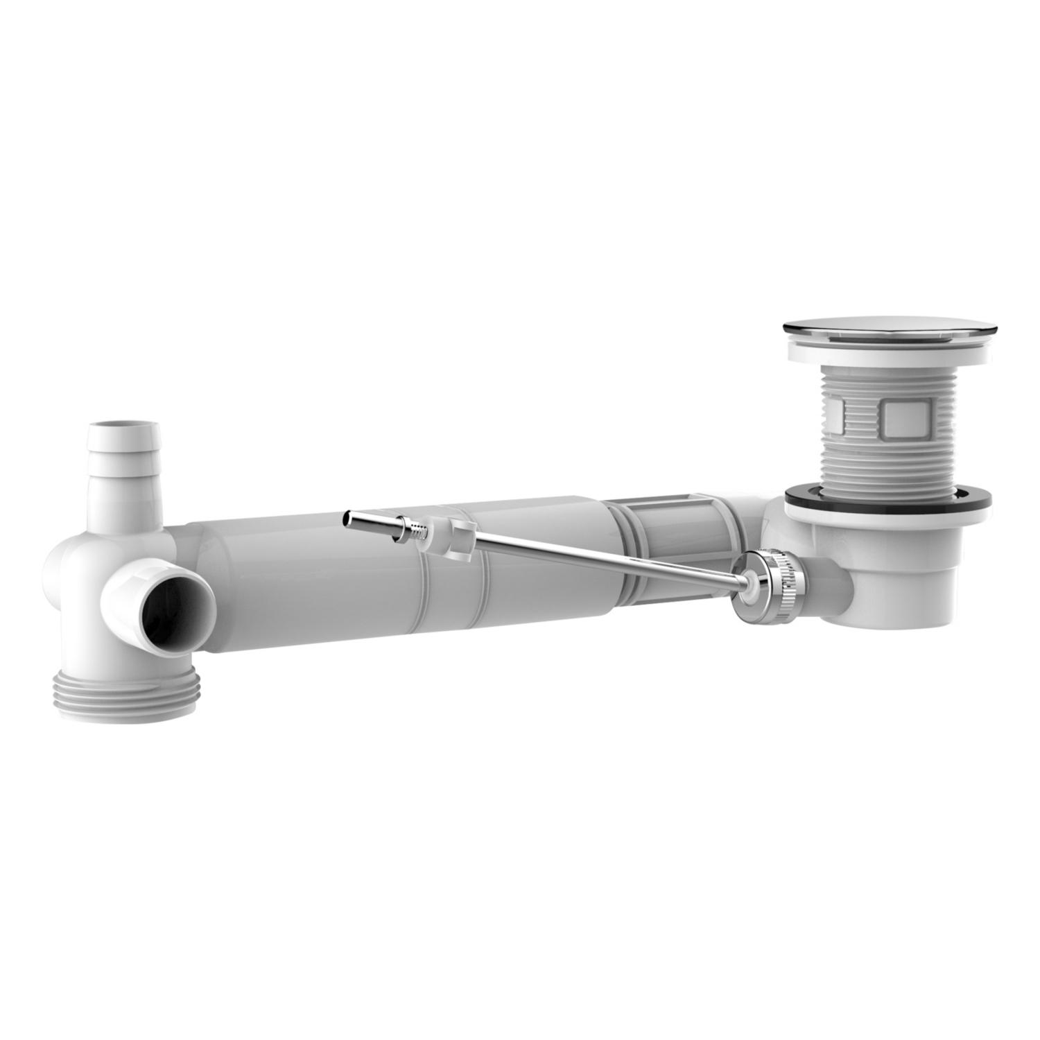 Tubulure et bonde de lavabo déportée extra-plate avec tirette