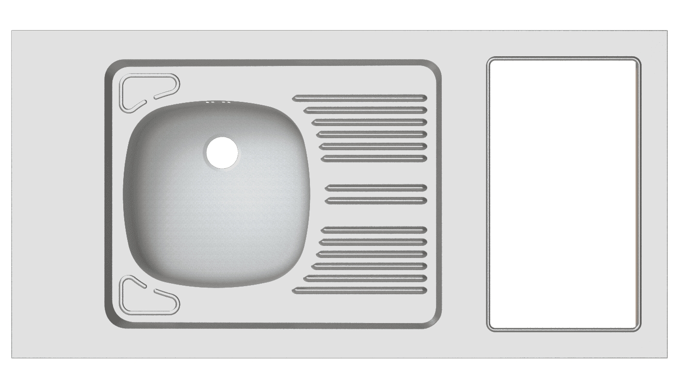 Recouvrement inox toilé 1 cuve 1 égouttoir - Avec découpe domino Moderna