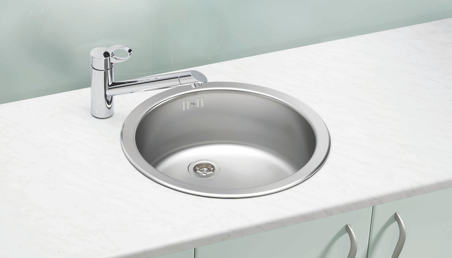 Evier Eco à encastrer - 1 cuve ronde - Inox satiné Moderna