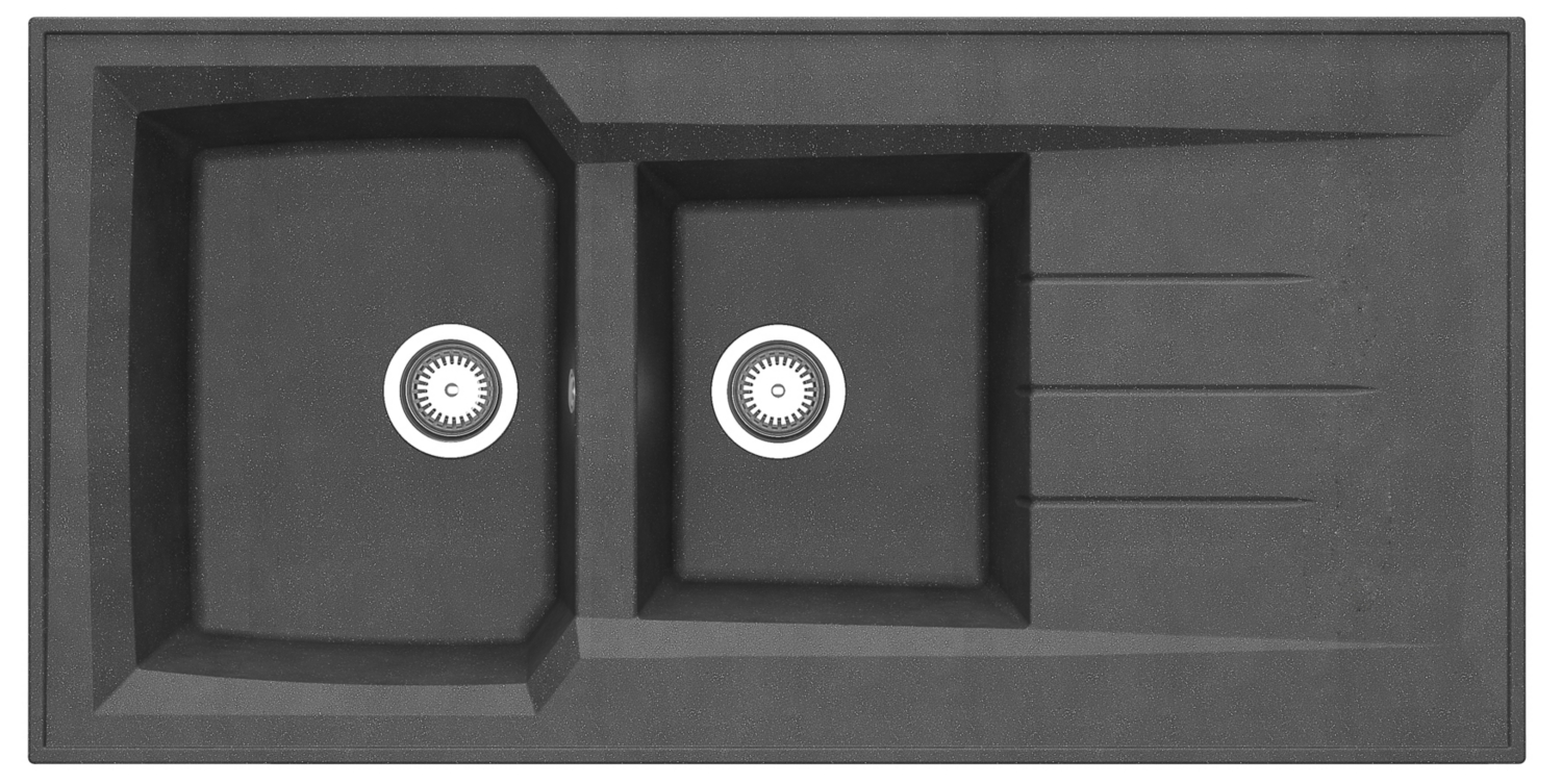 Evier Montréal à poser - 2 cuves 1 égouttoir avec vidage Moderna