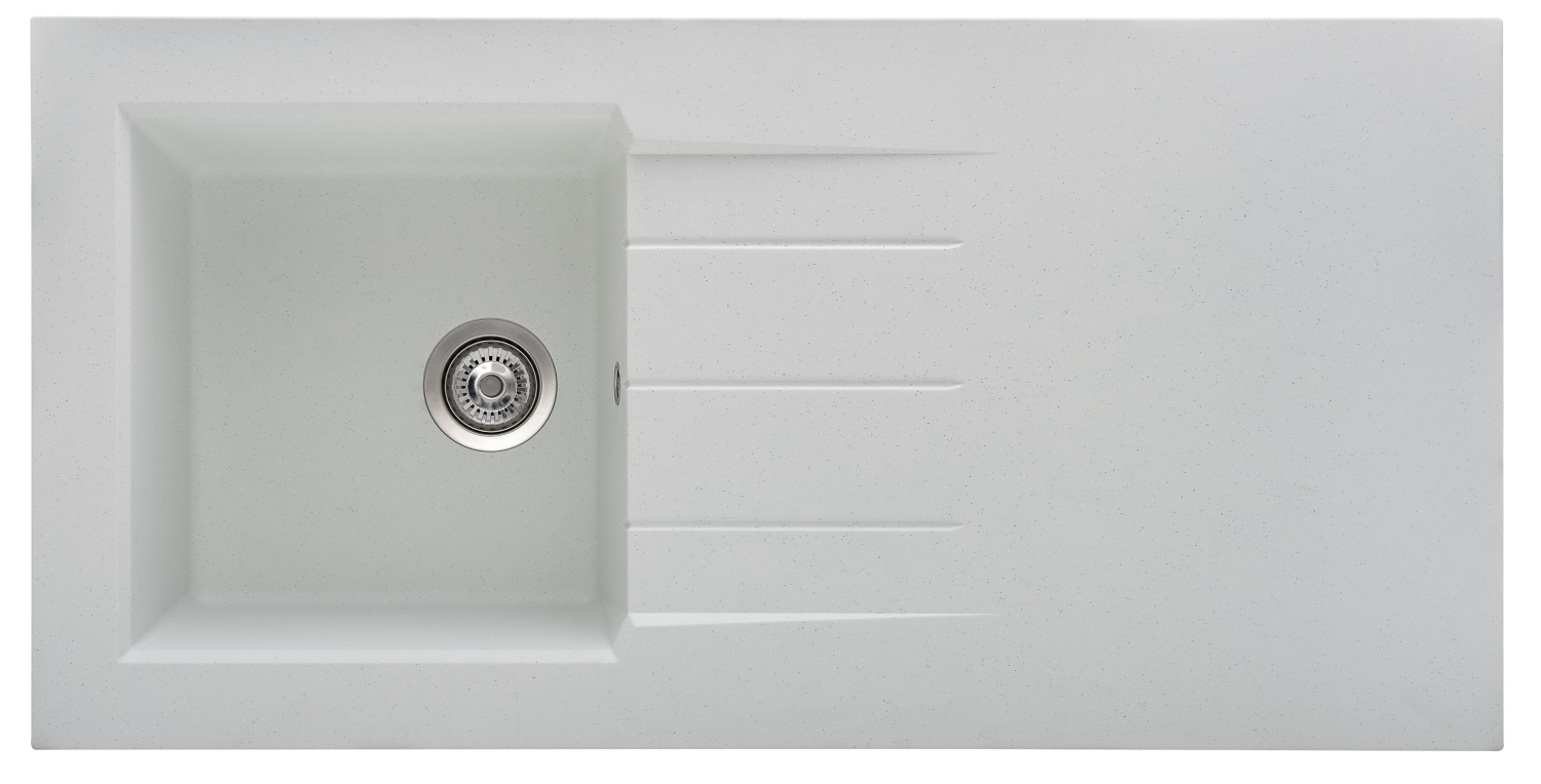 Evier Ontario à poser - 1 cuve 1 égouttoir avec vidage Moderna