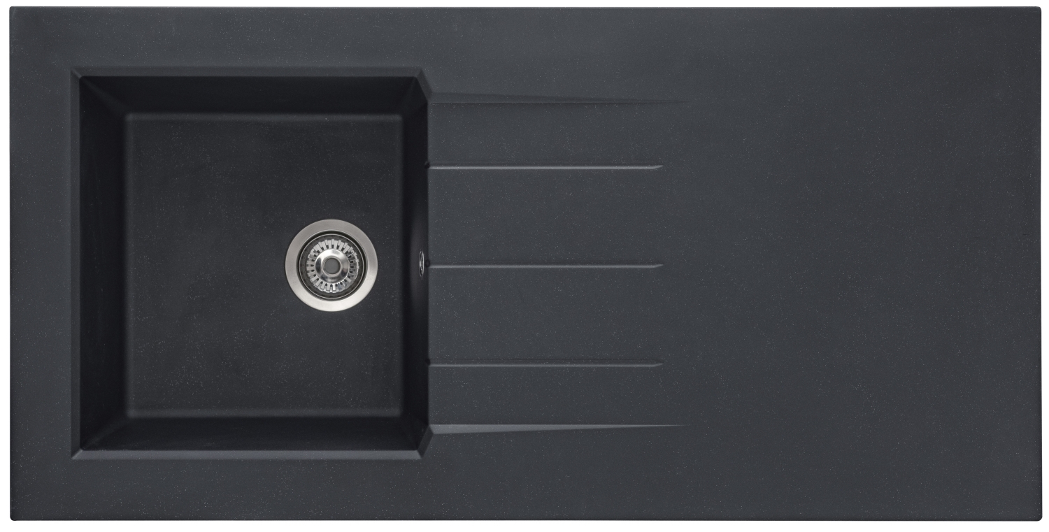 Evier Ontario à poser - 1 cuve 1 égouttoir avec vidage Moderna