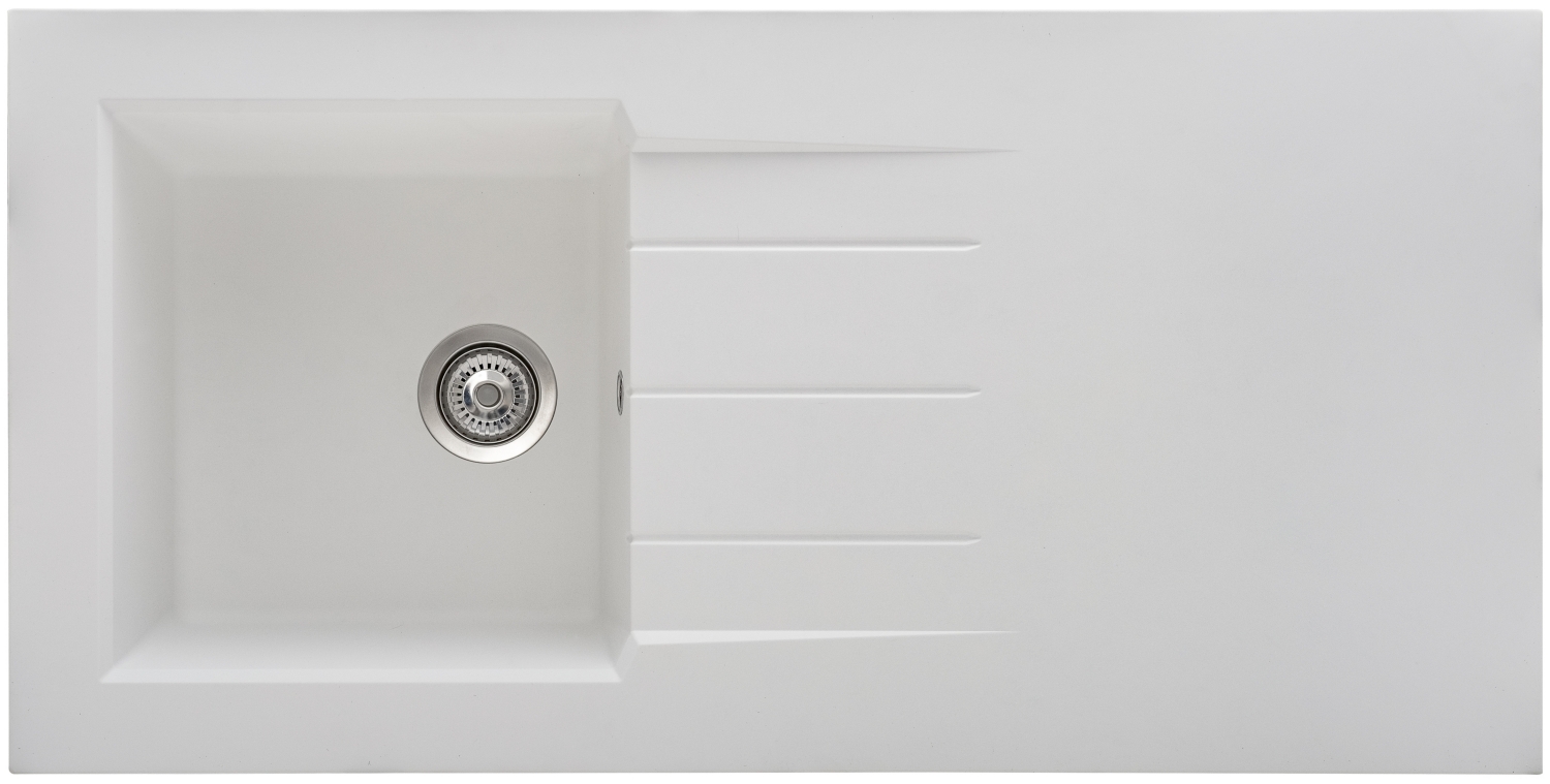  Evier Ontario à poser - 1 cuve 1 égouttoir avec vidage 