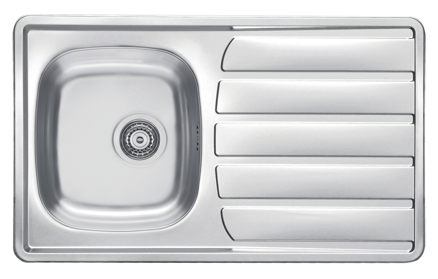 Evier Eco à encastrer - 1 cuve 1 égouttoir - Inox Toilé - Sans vidage Moderna
