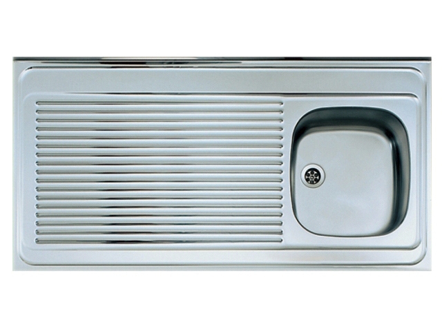 Evier Lavelli à poser - 1 cuve 1 égouttoir - Inox toilé - Sans vidage Moderna