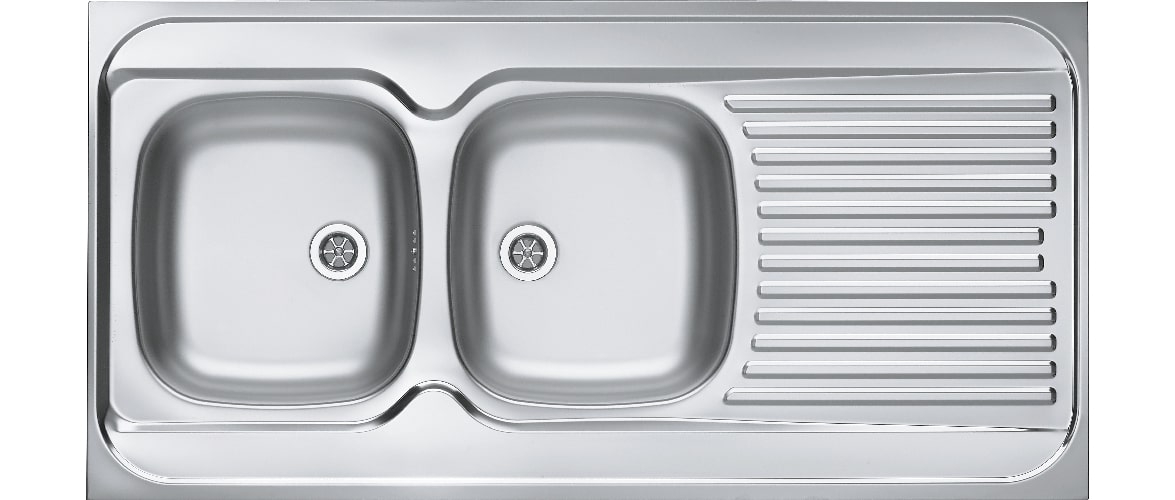 Evier Lavelli à poser 120 - 2 cuves 1 égouttoir - Inox lisse EPBM120A04 Moderna