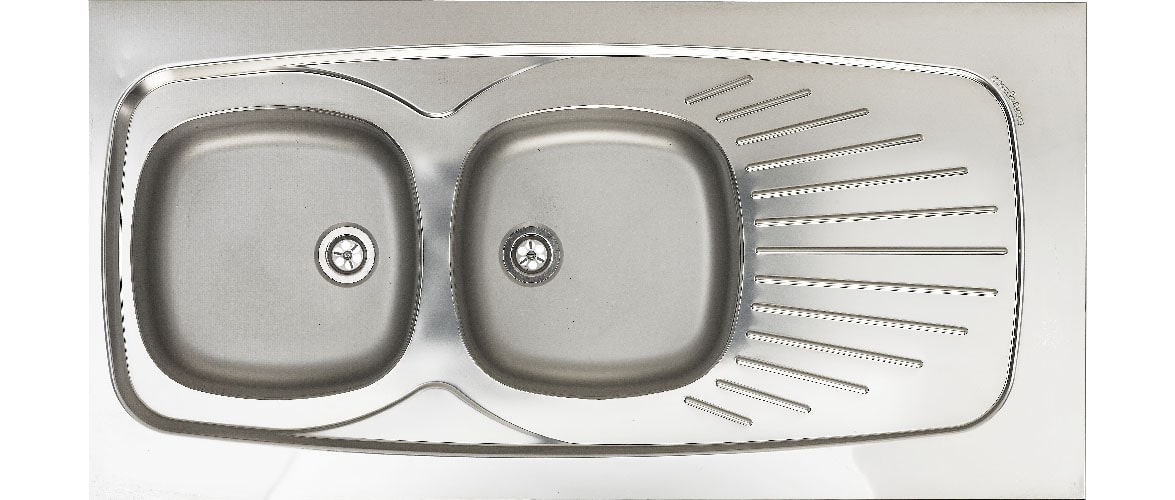 Evier Lavelli pétale à poser - 2 cuves 1 égouttoir - Inox lisse - Sans vidage Moderna