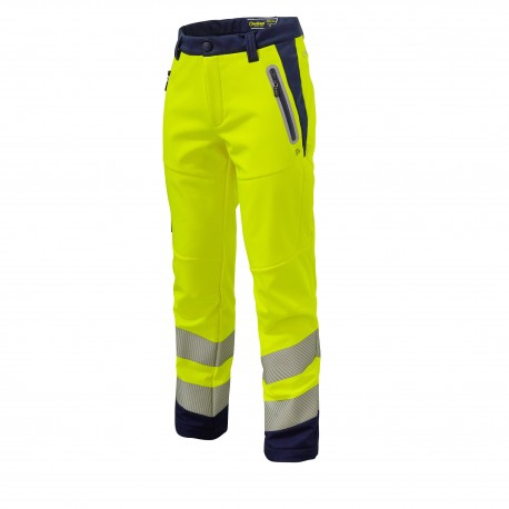 Pantalon HV Softshell polyester élasthanne mixte Luklight jaune / marine Molinel